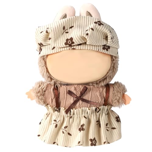Lyreh 17cm Puppenkleidung Satz, Entzückende Plüschpuppe Kleidung Einschließlich Häkelpullover Baskenmütze und Rock für 17cm Süße Puppenkleidungszubehör von Lyreh