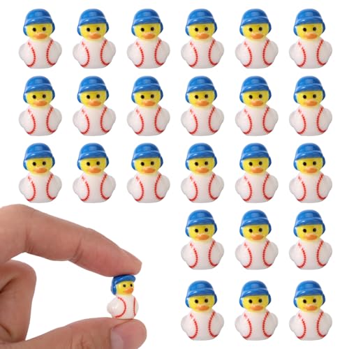 Lyreh 25stk Mini-Baseball-Enten aus Kunstharz, Miniatur-Sport-Enten-Statuen Badespielzeug Mikro-Landschaftsdeko Baseball-Geschenke Puppenhaus-Garten-Accessoires für Puppenhaus-Dekoration (Blau) von Lyreh
