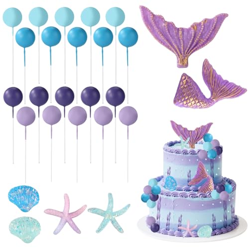 Lyreh 26stk Kuchendekoration Meerjungfrau, Unterwasser-Kuchendekorationen Schaumstoffbälle Fischschwanz Seesterne Muscheln Cupcake-Aufsätze Dekorationen Geburtstagspartys Ozean-Meerjungfrauen-Motto Lyreh 26stk Kuchendekoration Meerjungfrau, Unterwasser-Kuchendekorationen Schaumstoffbälle Fischschwanz Seesterne Muscheln Cupcake-Aufsätze Dekorationen Geburtstagspartys Ozean-Meerjungfrauen-Motto von Lyreh