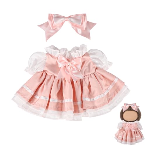 Lyreh 2stk 38cm Puppen Klamotten Set, Inklusive 1stk Schleifenclip und 1stk Schleifenkleid Süßen Outfits und Accessoires Keine Puppe Enthalten(Rosa) von Lyreh