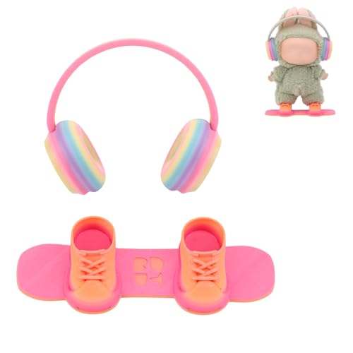 Lyreh 2stk Puppenkleidungszubehör, 1 Mini-bunter Kopfhörer 1 Paar Skateboardschuhe Süße Kleidungszubehöre Passend für 17 cm Große Puppen von Lyreh