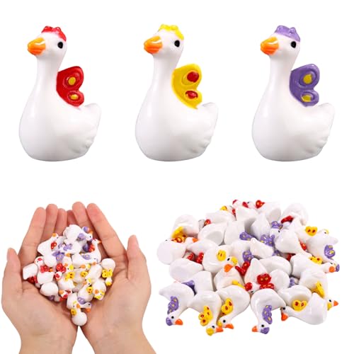Lyreh 30stk Mini-Gänse aus Kunstharz, Niedliche Leichte Miniatur-Tiere Kunstharz Winzige Kleine Gänsefiguren Dekoration für Puppenhäuser Feengärten Mikrolandschaften Heimwerkerarbeiten(Stil 2) von Lyreh