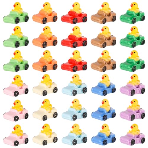 Lyreh 30stk Mini Kunstharz Enten, 10 Farben Miniatur-Entenfiguren Süß Mikro-Enten Lustig Mini-Auto-Enten aus Kunstharz für Puppenhaus Zuhause Bürodekoration von Lyreh