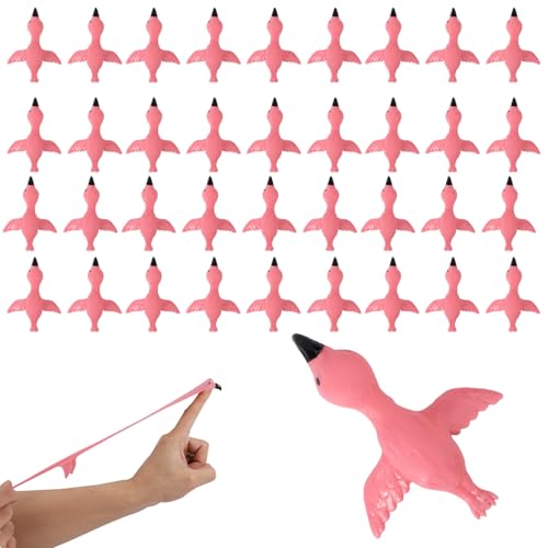 Lyreh 36stk Flamingo Schleuder Finger Spielzeug, TPR-Material Dehnbares Schleuder Tiere Finger Spielzeug für Kinderparty-Geschenk Schulpreis Ostern Halloween Partygeschenk von Lyreh