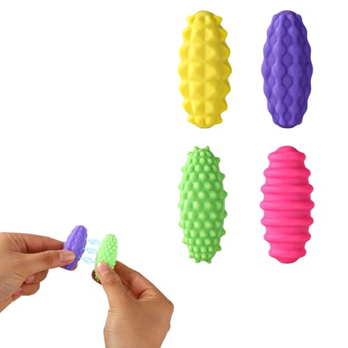 Lyreh 4stk Magnetische Sensorikbälle aus Silikon, Lustiges Zappelball-Spielzeug Autismus Strukturiertes Magnet-Zappelspielzeug Geeignet für Frauen Männer Kinder Jugendliche Erwachsene Geschenk von Lyreh