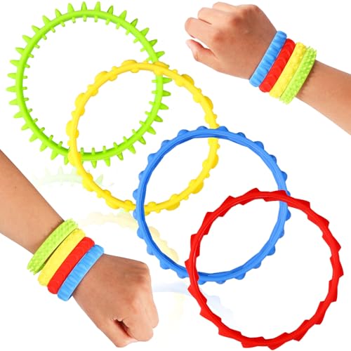 Lyreh 4stk Sensorische Fidget Armbänder, Dehnbar Textur Armband Fidget Spielzeug für Kinder Erwachsene Kleinkinder Taktil Beruhigungsmittel für Autismus ADHD Klassenpreise Angstabbau (4 Farben) von Lyreh
