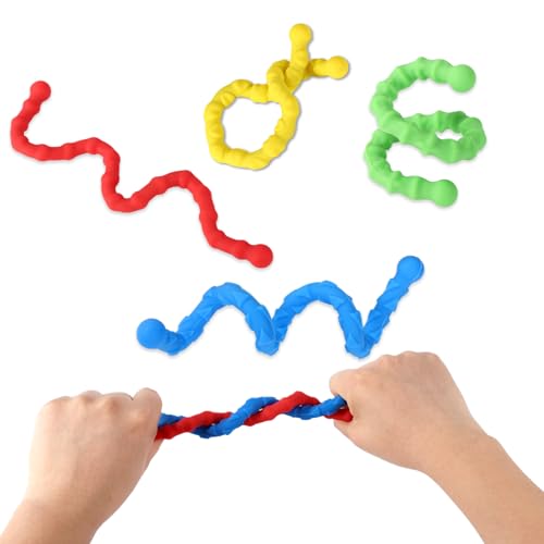 Lyreh 4stk Sensorisches Zappelspielzeug, 25x1,3cm Sensorisches Autismus-Spielzeug für Kinder Bunt Strukturierter Fidget-Twist-Entspannungsstab Perfekt zur Anregung Kreativität Linderung Ängsten von Lyreh