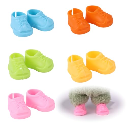 Lyreh 5 Paar Mini Puppenschuhe, Kunststoff Süße Mini-Schuhe Winziges Premium-Modepuppen-Outfit-Zubehör Ersatz Passend für 17cm Puppe Nicht Im Lieferumfang Enthalten(Schnür-Sneaker-Stil) von Lyreh