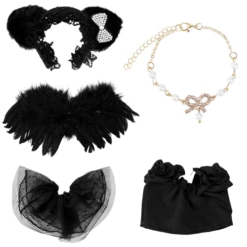 Lyreh 5 St Puppenkleidungsset, 17 cm Schwarze Puppen-Outfits Stirnband mit Ohren, Kleidung, Flügeln, Rock, Halskette, Spielzeugkleidungszubehör Geschenk für Mädchen und Spielzeugsammler (Keine Puppe) Lyreh 5 St Puppenkleidungsset, 17 cm Schwarze Puppen-Outfits Stirnband mit Ohren, Kleidung, Flügeln, Rock, Halskette, Spielzeugkleidungszubehör Geschenk für Mädchen und Spielzeugsammler (Keine Puppe) von Lyreh
