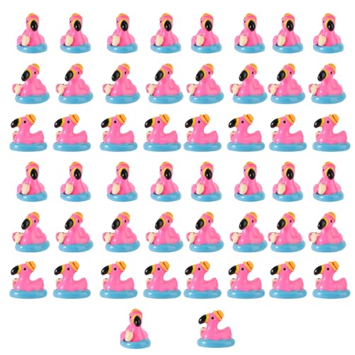 Lyreh 50St Mini Flamingo Harz Enten, Sommer Schwimmringe Bikinis Sonnenbrillen Surfbretter Flamingo Miniatur Kleine Tiere Harz für Puppenhaus Garten Landschaft Dekoration Basteln (Stil 2) von Lyreh