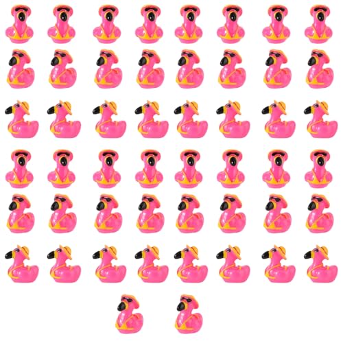Lyreh 50St Mini Flamingo Harz Enten, Sommer Schwimmringe Bikinis Sonnenbrillen Surfbretter Flamingo Miniatur Kleine Tiere Harz für Puppenhaus Garten Landschaft Dekoration Basteln (Stil 5) von Lyreh