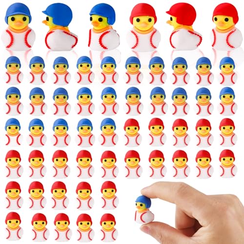 Lyreh 50stk Miniatur-Baseball-Enten, PVC Lustige Kleine Baseball-Spieler-Enten Winzige Süße Spielzeug-Dekorationen Praktisches Ornament-Zubehör für Mikro-Landschafts-Gartenpartys (Rot, Blau) von Lyreh