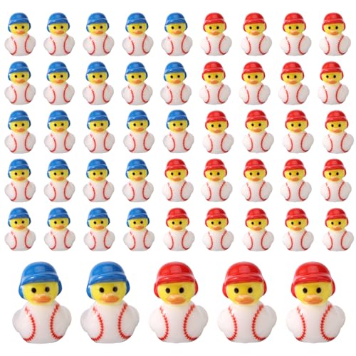 Lyreh 50stk Miniatur-Baseball-Enten aus Kunstharz, Mini-Baseball-Enten Partygeschenke Mikro-Landschaftsornament Haus- Gartenzubehör für Heimlandschafts- und Gartengeschenke (Blau und Rot) von Lyreh
