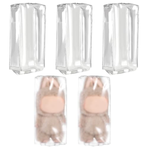 Lyreh 5stk Durchsichtige Figuren-Displaytaschen mit Druckknopfverschluss, 7,5x5x16,5cm PVC Staubdichte Schutzhüllen für Plüschpuppen Anime-Spielzeug Sammleranhänger und Figuren von Lyreh