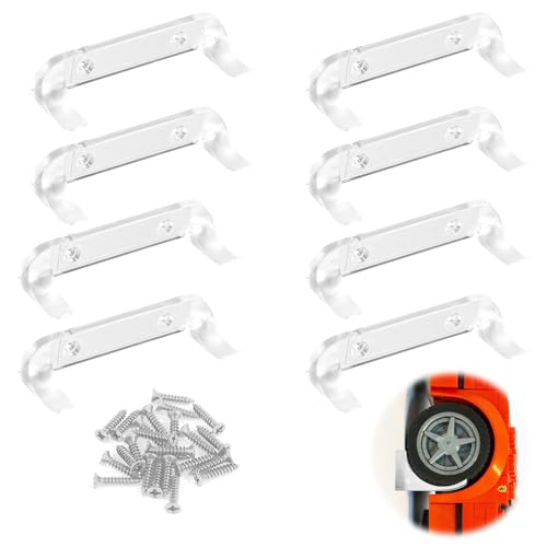 Lyreh 8stk Auto Wandhalterung, Transparente Wandhalterung für Auto-Displays Vertikaler Regalhalter Ständer Stabile Halterung mit 16stk Schrauben Kompatibel mit Speed Champion-Serie Modellen von Lyreh