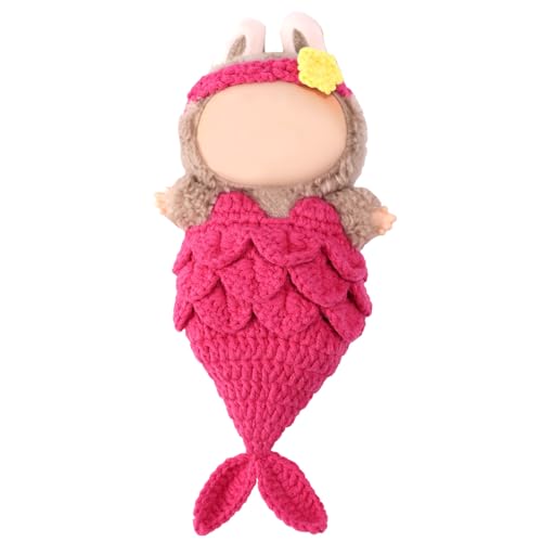 Lyreh Kleidungsset für Puppe, Woll-Meerjungfrau-Outfit mit Haarband Niedliches Kawaii Kostüm Zubehör für Puppen (Rosarot) von Lyreh