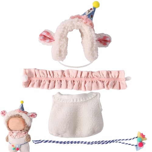 Lyreh Puppenkleidung, Schönes Polyester Plüsch Puppenoutfits Overall Schafmütze Schal Hängeseil Spielzeugzubehör Kleidung zur Spielzeugdekoration Display Lyreh Puppenkleidung, Schönes Polyester Plüsch Puppenoutfits Overall Schafmütze Schal Hängeseil Spielzeugzubehör Kleidung zur Spielzeugdekoration Display von Lyreh