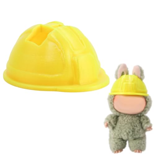 Lyreh Schutzhelm für Puppen, Hell und Schön Helm für Puppen Gilt zu 17-20cm Kappendekoration der Plüschpuppe Schlüsselanhänger Zubehör oder Geschenke (Gelb) von Lyreh