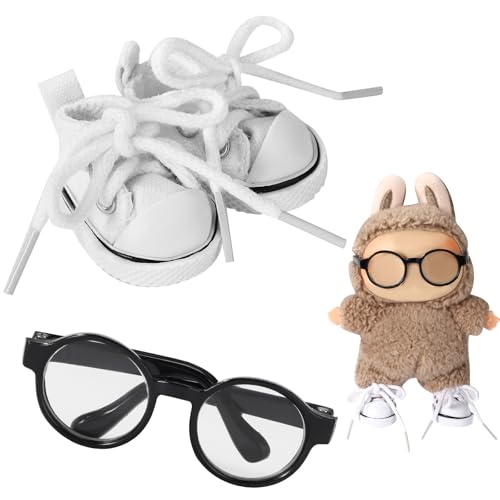 Puppenschuhe und Brille, Süße Kawaii-Minischuhe mit Stylischer Schwarzer Brille Lustiges Puppenzubehör-Set Geeignet zum Anziehen und Präsentieren Puppenschuhe und Brille, Süße Kawaii-Minischuhe mit Stylischer Schwarzer Brille Lustiges Puppenzubehör-Set Geeignet zum Anziehen und Präsentieren von Lyreh
