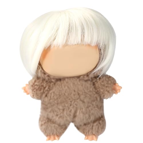 Winzige Puppenperücke, Hochtemperaturfaser Haarteil süßes Kawaii Haarperücke Haarschmuck zum Selbermachen Puppenstyling für 17cm Sammlerpuppen Figuren (Cremeweiß) von Lyreh