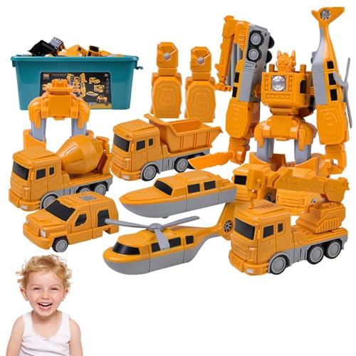 Auto-Roboter-Spielzeug – Zusammengebautes technisches Autospielzeug, Bauspielzeug für Kleinkinder | Kinderspiel-Baufahrzeuge mit Aufbewahrungsbox, Transform-Auto-Roboter-Spielzeug, Kinderspiel-Baufahr von Lyricalist
