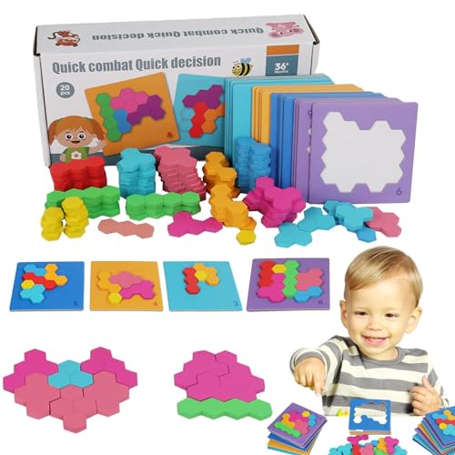 Hexagon Puzzlespielzeug, Puzzle aus Holzblöcken – Russische Block-Puzzle aus Holz, bunt, lustig, für IQ-Logik, geometrische Lerntafel für Nichten, Neffen, Söhne, Töchter, Studenten, Jungen Hexagon Puzzlespielzeug, Puzzle aus Holzblöcken – Russische Block-Puzzle aus Holz, bunt, lustig, für IQ-Logik, geometrische Lerntafel für Nichten, Neffen, Söhne, Töchter, Studenten, Jungen von Lyricalist