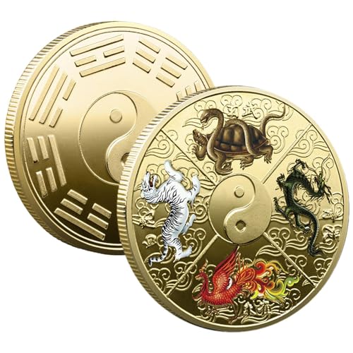 Lyricalist Feng Shui-Münze, Tai Chi Münze der vier großen göttlichen Bestien – alte Münze I Ging, Werkzeug zum Kratzen von Lottoscheinen, Gedenkmünze zum Kratzen der Kugeln Lyricalist Feng Shui-Münze, Tai Chi Münze der vier großen göttlichen Bestien – alte Münze I Ging, Werkzeug zum Kratzen von Lottoscheinen, Gedenkmünze zum Kratzen der Kugeln von Lyricalist