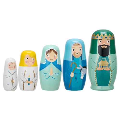 Matrjoschka Puppen – Russische Weihnachtskrippe aus, 5 Stück, Jesus-Motiv, handbemalte Puppen, ideal für Hochzeitsdekorationen, Partygeschenke und Dekoration Matrjoschka Puppen – Russische Weihnachtskrippe aus, 5 Stück, Jesus-Motiv, handbemalte Puppen, ideal für Hochzeitsdekorationen, Partygeschenke und Dekoration von Lyricalist