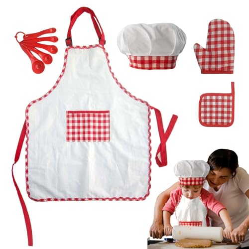 Schürzen-Set für – Rollenspiel-Set für Chefkoch, Schürze, Kochmütze, Fäustlinge, Isoliermatte und Löffel für Rollenspiel und sicheres Kochen lernen von Lyricalist