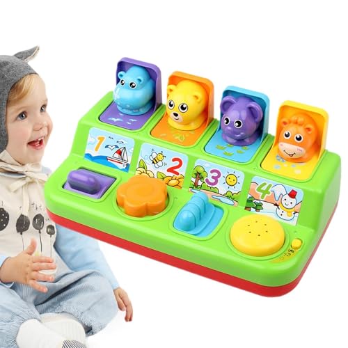 Spielzeug für Ursache und Wirkung, Druckknopfspielzeug für Knöpfe, Schatzkiste, 4 Lernspielzeuge für Kleinkinder, Spielzeug zum Sortieren von Tierfarben von Lyricalist
