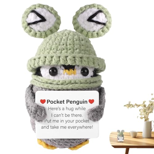 Taschenumarmung Pinguin - aus Strickwolle, lustiger Pinguin | Positive Karte, handgemachte gehäkelte Pinguin-Dekoration, ideal als Geschenk für Männer, Frauen, Familien, Trost Taschenumarmung Pinguin - aus Strickwolle, lustiger Pinguin | Positive Karte, handgemachte gehäkelte Pinguin-Dekoration, ideal als Geschenk für Männer, Frauen, Familien, Trost von Lyricalist