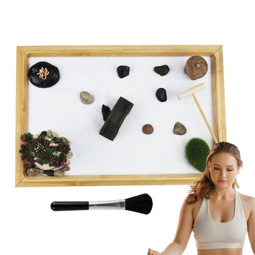 Zen-Garten-Set – Robuster Zen-Garten-Sand für Büro, kreatives Sandtablett aus Holz | Zen-Garten-Meditation, Innendekoration, Pflanzenrechen mit 3 Sandsäcken Zen-Garten-Set – Robuster Zen-Garten-Sand für Büro, kreatives Sandtablett aus Holz | Zen-Garten-Meditation, Innendekoration, Pflanzenrechen mit 3 Sandsäcken von Lyricalist