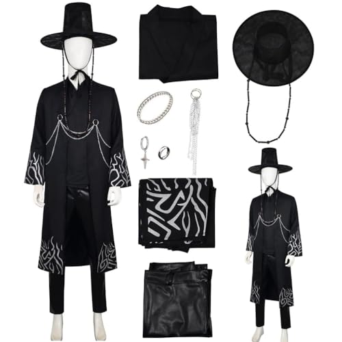 Lyxaof Erwachsene Kpop Dämon Saja Jungen Kostüm Schickes Jinu Outfit mit Jacke Oberteil Hose Hut Ohrringen Ring Halloween Karneval Party Cosplay Verkleidungsset für Männer Frauen Lyxaof Erwachsene Kpop Dämon Saja Jungen Kostüm Schickes Jinu Outfit mit Jacke Oberteil Hose Hut Ohrringen Ring Halloween Karneval Party Cosplay Verkleidungsset für Männer Frauen von Lyxaof
