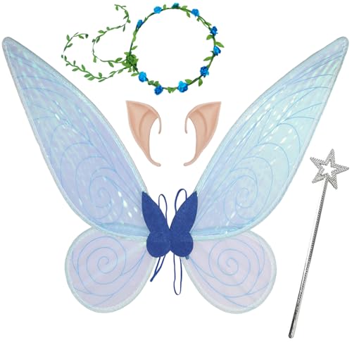 Feenflügel Kostüm für Erwachsene - Damen Mädchen Schmetterlingsflügel mit Sterne Feenstäbe Elfenohren Blumenkranz Prinzessinnenflügel Kostüm Wings für Kinder Karneval Weihnachten Geburtstag Cosplay Feenflügel Kostüm für Erwachsene - Damen Mädchen Schmetterlingsflügel mit Sterne Feenstäbe Elfenohren Blumenkranz Prinzessinnenflügel Kostüm Wings für Kinder Karneval Weihnachten Geburtstag Cosplay von LyximGss