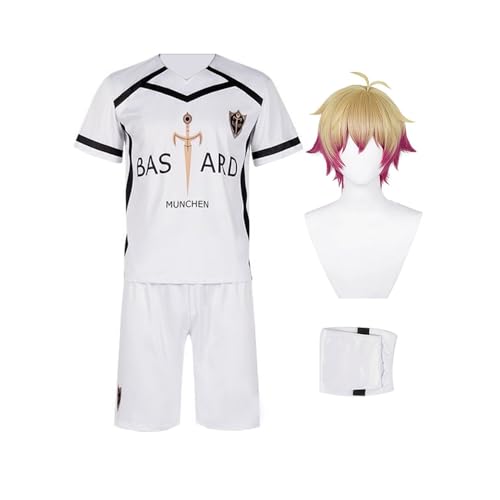 Alexis Ness Cosplay Kostüm Rin Itoshi Cosplay Outfit Isagi Yoichi Cosplay Kostüm Trainingsanzug Fußball Sportbekleidung T-Shirt Shorts Set Trikots Activewear Sweatsuit Anime Halloween Karneval Party von Lzrong