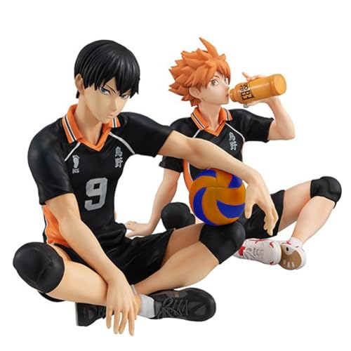 Lzrong 2 PCS/Set Haikyuu!! Hinata Shoyo und Tobio Kageyama Figur Q Version Mini Statue Modell Desktop Ornaments Sammlerstück Geschenk 10CM von Lzrong