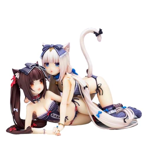 Lzrong 2 Stück Nekopara Figure Chocola und Vanilla süßer Badeanzug Anime Mädchen Modell Statue Desktop Ornamente Sammlerstück Geschenke von Lzrong