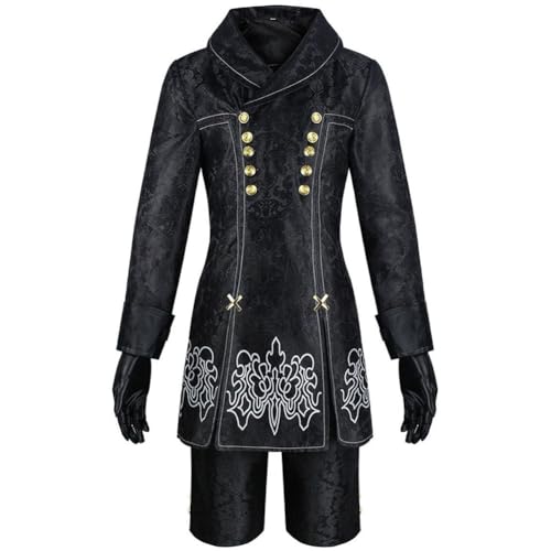 Lzrong 9S Cosplay Kostüm 9Sautomata Cosplay Outfit, 9Syorha Nr. 9 Typ S Cosplay Kleidung Männer Uniform Schwarze Jacke Hose Erwachsene Rollenspiel Set Anime Spiel Kostüm Halloween Karneval Party von Lzrong