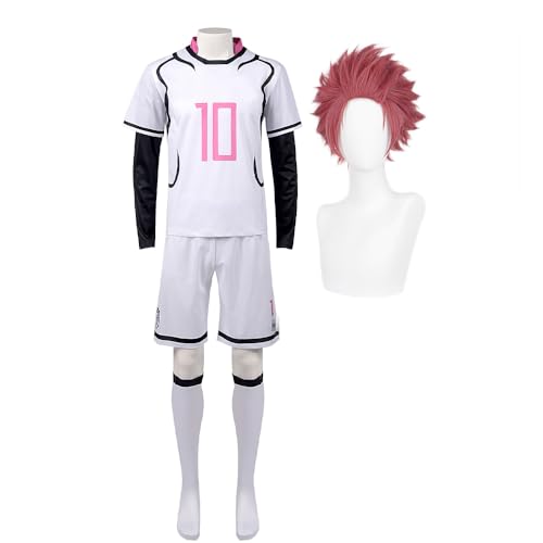 Lzrong BLUE LOCK Cosplay Kostüm, Anime Itoshi Sae Nr.10 Trikots, Rosa Weiß Fußball Sportbekleidung Training Uniform Anzug, Halloween Karneval Outfit Komplettes Set mit Perücken Lzrong BLUE LOCK Cosplay Kostüm, Anime Itoshi Sae Nr.10 Trikots, Rosa Weiß Fußball Sportbekleidung Training Uniform Anzug, Halloween Karneval Outfit Komplettes Set mit Perücken von Lzrong