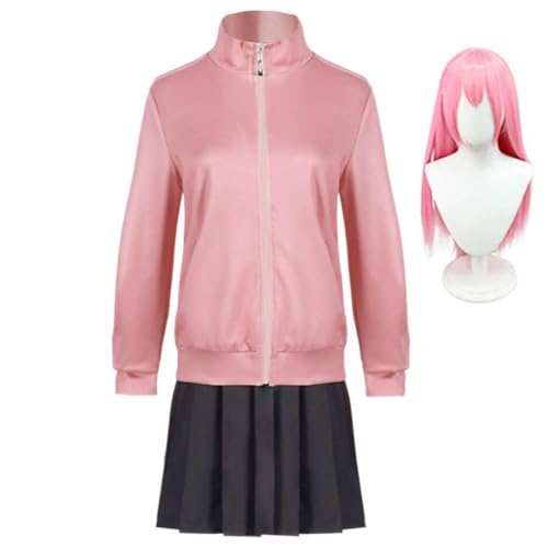 Lzrong Gotō Hitori Cosplay Kostüm Kita Ikuyo Cosplay Outfit Gotō Hitori Dienstmädchen Kostüm Schwarz Weiß Rot Schleife Matrosenanzug Frauen Kleid Uniform Rock Anzug Anime Cosplay Kleidung Halloween von Lzrong