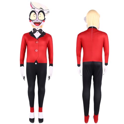 Lzrong Hazbin Hotel Cosplay Overall Anzug Alastor Anime Jumpsuit Full Set Karneval Halloween Kostüme für Unisex Erwachsene Kinder 110cm-180cm von Lzrong
