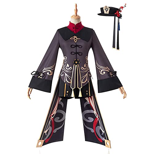 Lzrong Hu Tao Cosplay Kostüme Beliebtes Spiel Anime Charakter Hutao Uniformkleid voller Halloween-Kostümanzug mit Hut Mädchen Anime Cosplay von Lzrong
