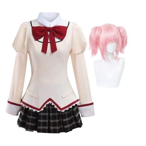 Lzrong Mami Tomoe Cosplay Kostüm KanameMadoka Cosplay Perücke, AkemiHomura/Miki Sayaka Cosplay Kleidung, Schule College Campus Uniform Rock Anzüge, Kleid Frauen Anime Kostüm Halloween Karneval Party von Lzrong