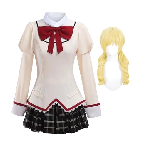 Lzrong Miki Sayaka Cosplay Kostüm Mami Tomoe Cosplay Perücke, KanameMadoka/AkemiHomura Cosplay Kleidung, Schule College Campus Uniform Rock Anzüge, Kleid Frauen Anime Kostüm Halloween Karneval Party von Lzrong