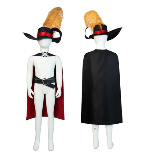 Lzrong Mittelalterlicher Hut Umhang Gürtel Retro-Stil Dreiteiliges Halloween Cosplay Kostüm für Jungen und Mädchen Maskerade Party Performance Kostüme Set von Lzrong