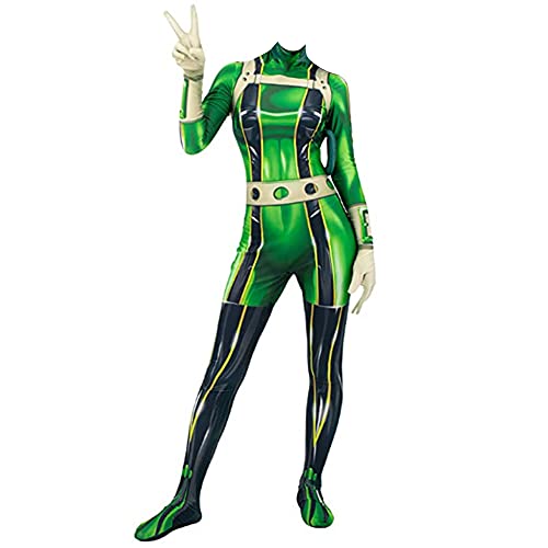 Lzrong MHA Cosplay Asui Tsuyu Cosplay Kostüm Grün Bodysuit Full Set für Halloween Anime Party Cosplay Kostüm von Lzrong