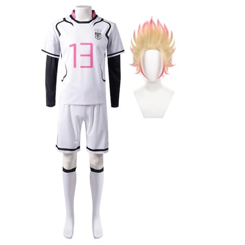 Lzrong Shidou Ryuusei Cosplay Kostüm Rin Itoshi Cosplay Outfit Isagi Yoichi Trainingsanzug Fußball Sportbekleidung Trikots Activewear Sweatsuit T-Shirt Shorts Set Anime Cosplay Halloween Karneval von Lzrong