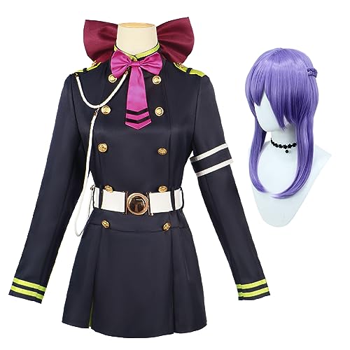 Lzrong Shinoa Hiiragi Cosplay Kostüm, Anime Cosplay Outfit Frauen Kleid Japanisch Schwarz Uniform Rock Anzug mit Kopfschmuck Komplettset Halloween Karneval Party Kleidung Lzrong Shinoa Hiiragi Cosplay Kostüm, Anime Cosplay Outfit Frauen Kleid Japanisch Schwarz Uniform Rock Anzug mit Kopfschmuck Komplettset Halloween Karneval Party Kleidung von Lzrong