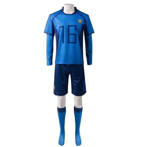 Lzrong Yo Hiori Cosplay Kostüm Rin Itoshi Cosplay Outfit Isagi Yoichi Cosplay Kostüm Trainingsanzug Fußball Sportbekleidung T-Shirt Shorts Set Trikots Activewear Sweatsuit Anime Halloween Karneval von Lzrong