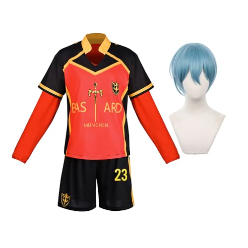 Lzrong Yo Hiori Cosplay Kostüm Rin Itoshi Cosplay Outfit Isagi Yoichi Cosplay Kostüm Trainingsanzug Fußball Sportbekleidung T-Shirt Shorts Set Trikots Activewear Sweatsuit Anime Halloween Karneval von Lzrong